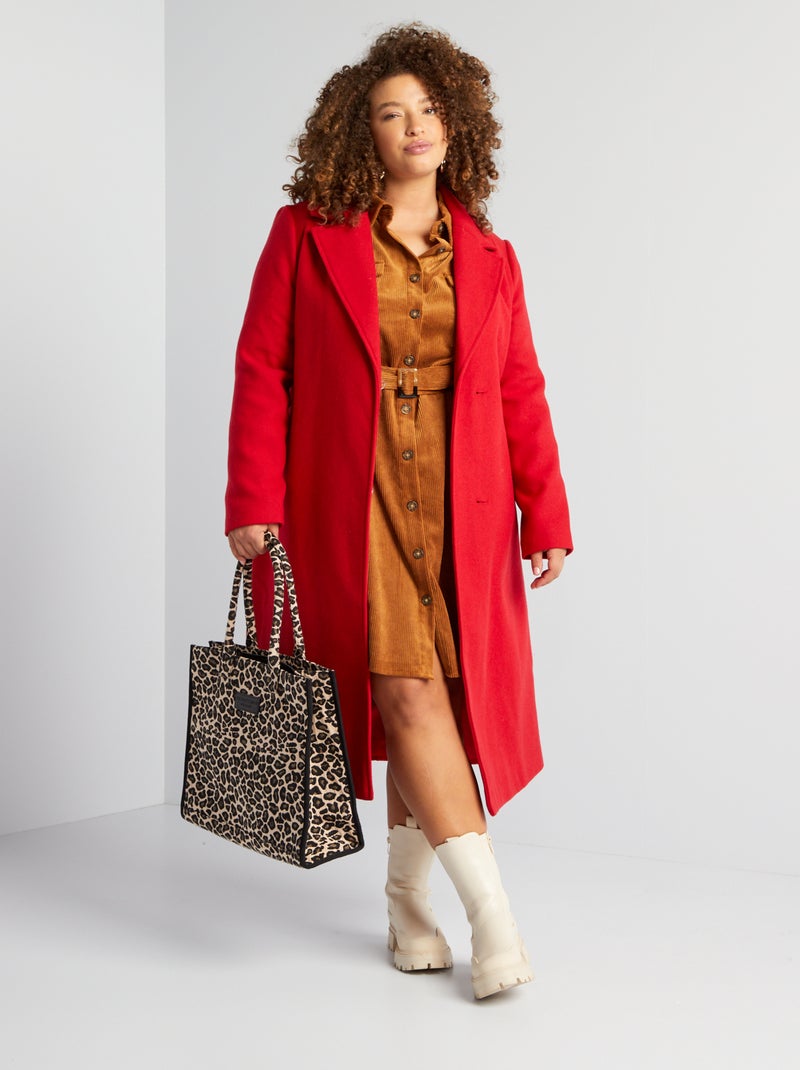 Robe chemise en velours côtelé Marron - Kiabi