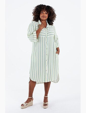 Robe chemise en viscose rayée PAPRIKA