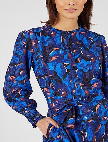 Robe-chemise fantaisie smockée - damart