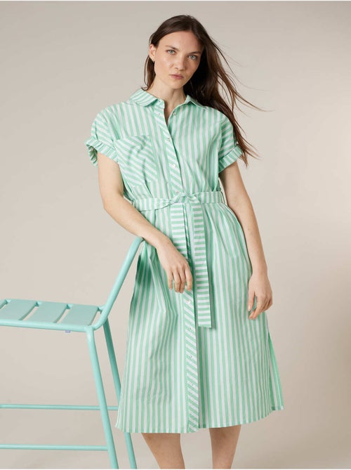 Robe chemise femme en 100% coton rayé 'Deeluxe' - Kiabi