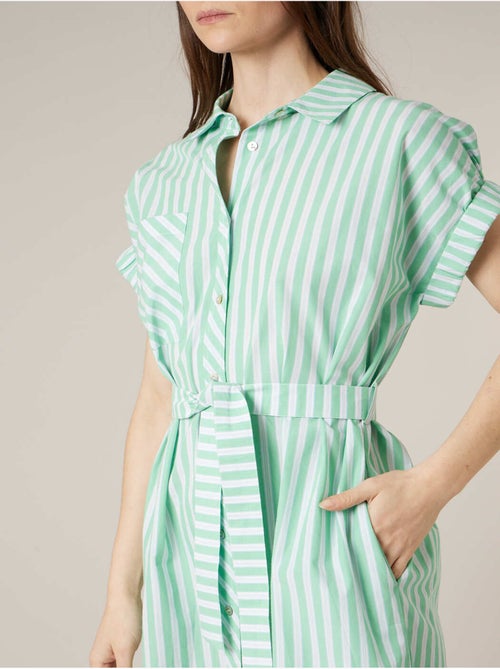 Robe chemise femme en 100% coton rayé 'Deeluxe' - Kiabi
