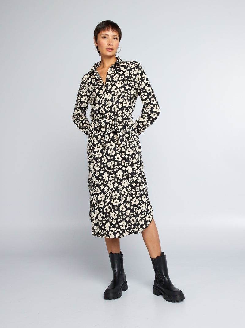 Robe chemise 'fleurie' 'JDY' Noir - Kiabi