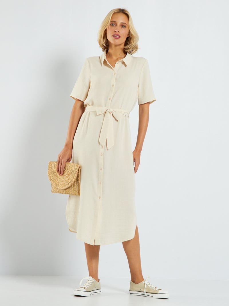 Robe chemise fluide 'JDY' Beige - Kiabi