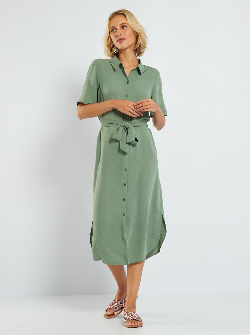 Robe chemise fluide 'JDY' Kaki - Kiabi