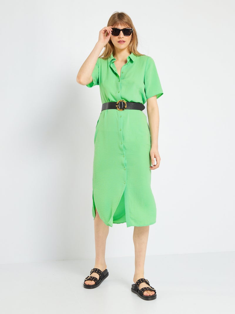 Robe chemise fluide 'JDY' Vert - Kiabi