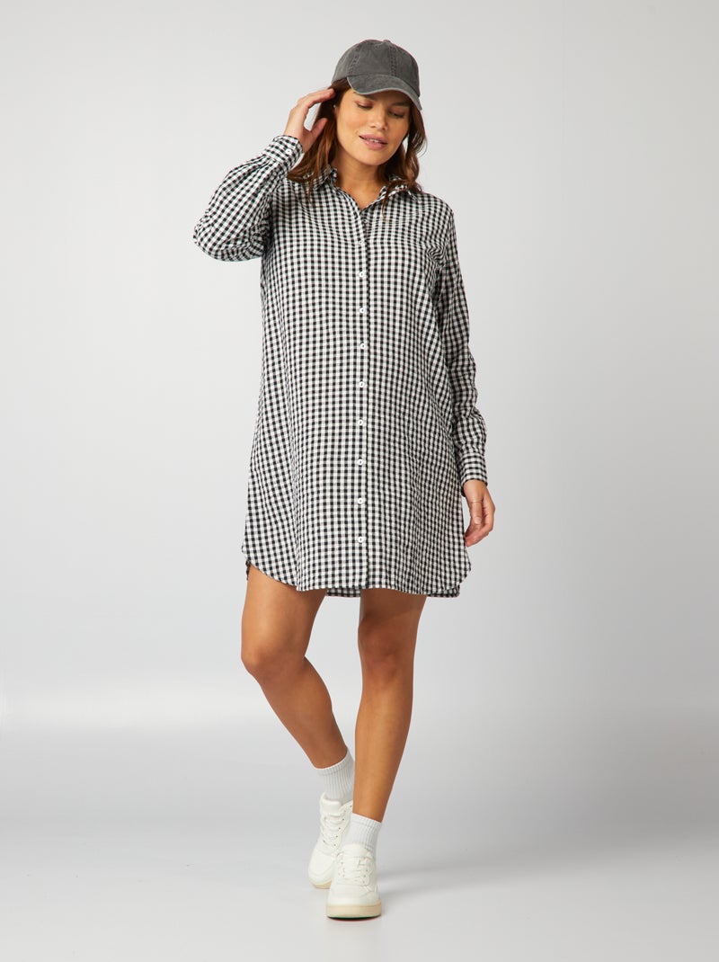 Robe chemise grossesse à imprimé vichy Noir blanc - Kiabi