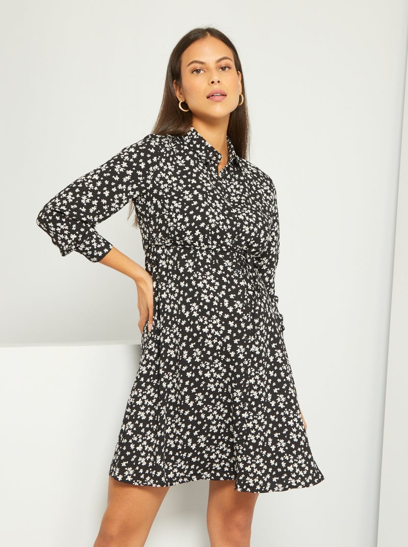 Robe chemise grossesse fleuri Noir imprimé - Kiabi