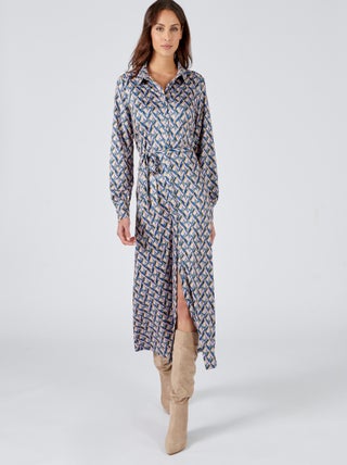 Robe-chemise imprimée avec ceinture - Damart