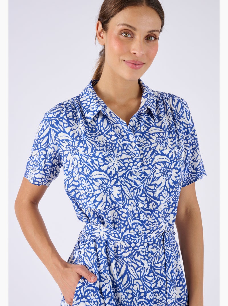 Robe-chemise imprimée Climatyl - Damart Bleu - Kiabi