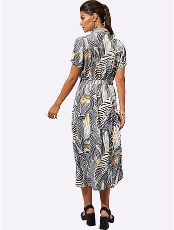 Robe chemise imprimée en viscose ECOVERO col chemise et manches courtes - Taille standard - Helline
