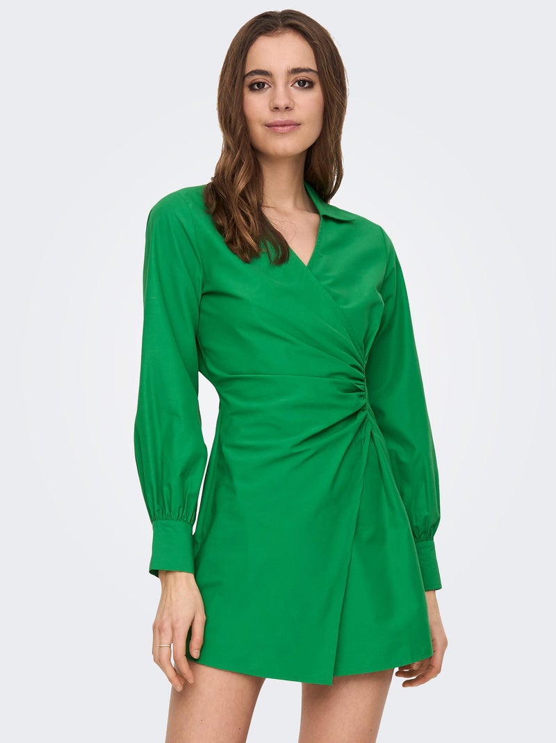 Robe chemise 'JDY' effet portefeuille vert - Kiabi