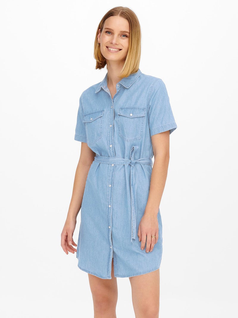 Robe chemise 'JDY' en denim Bleu - Kiabi