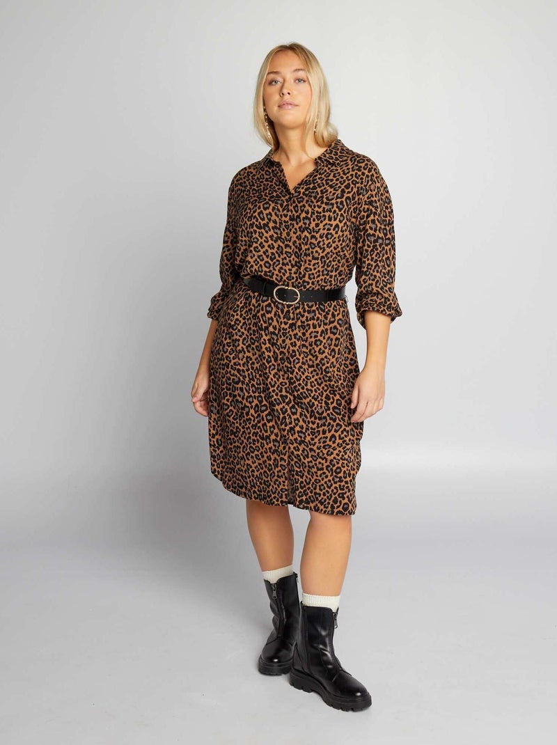Robe chemise 'léopard' 'Only Carmakoma' Marron - Kiabi