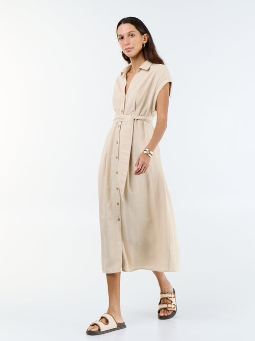 Robe chemise longue à manches courtes - Kiabi Robe chemise longue à manches courtes - Kiabi