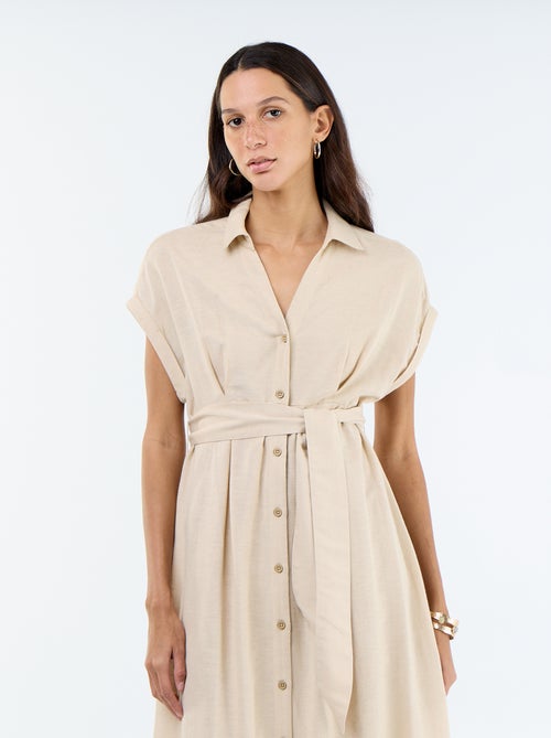 Robe chemise longue à manches courtes - Kiabi Robe chemise longue à manches courtes - Kiabi