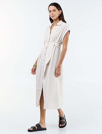 Robe chemise longue à manches courtes