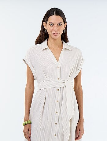 Robe chemise longue à manches courtes