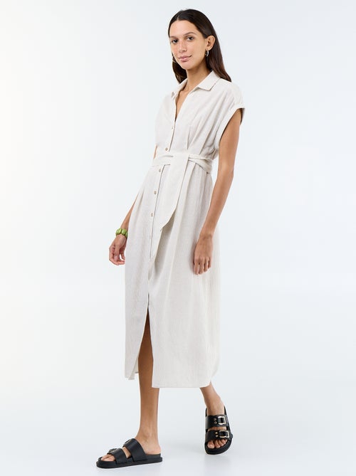 Robe chemise longue à manches courtes - Kiabi