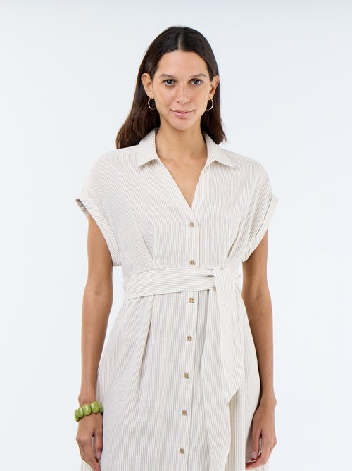Robe chemise longue à manches courtes - Kiabi