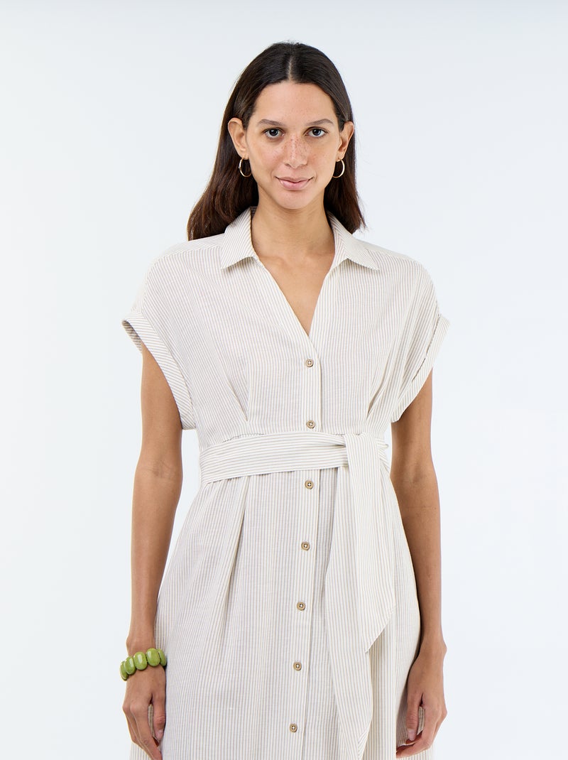 Robe chemise longue à manches courtes Blanc - Kiabi