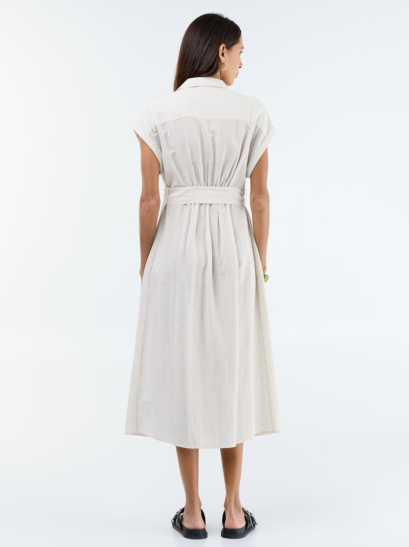 Robe chemise longue à manches courtes Blanc - Kiabi