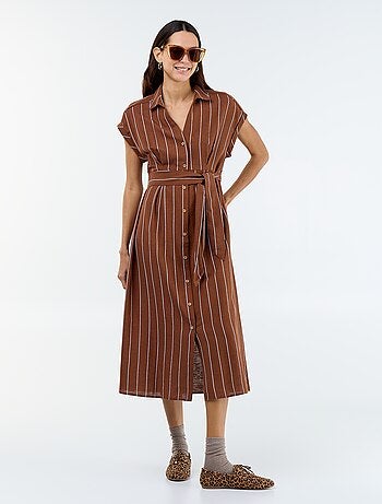 Robe chemise longue à manches courtes