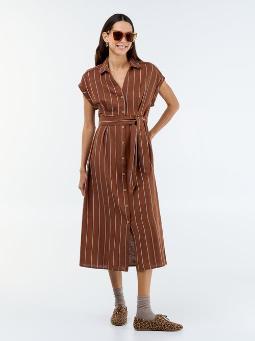 Robe chemise longue à manches courtes - Kiabi