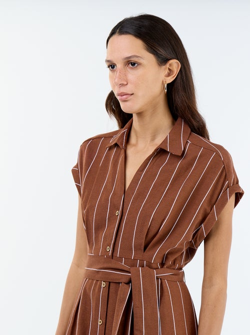 Robe chemise longue à manches courtes - Kiabi