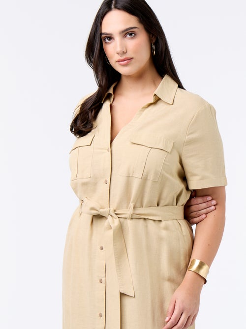 Robe chemise longue avec ceinture à nouer - Kiabi Robe chemise longue avec ceinture à nouer - Kiabi