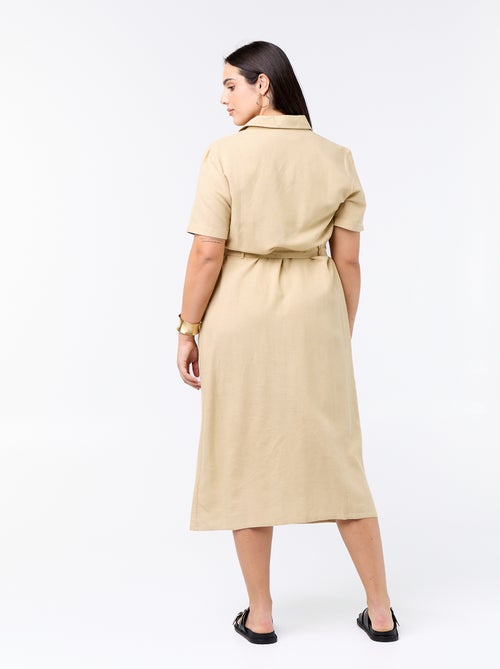 Robe chemise longue avec ceinture à nouer - Kiabi Robe chemise longue avec ceinture à nouer - Kiabi