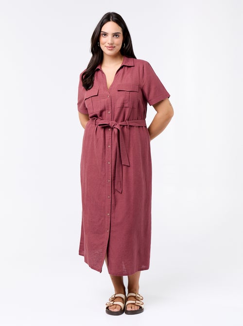 Robe chemise longue avec ceinture à nouer - Kiabi Robe chemise longue avec ceinture à nouer - Kiabi