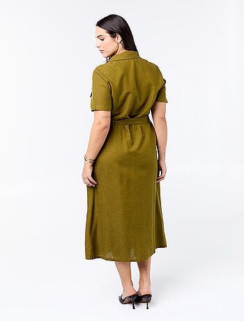 Robe chemise longue avec ceinture à nouer