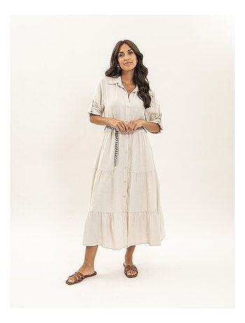 Robe chemise longue avec ceinture ITONIA