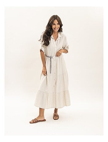Robe chemise longue avec ceinture ITONIA