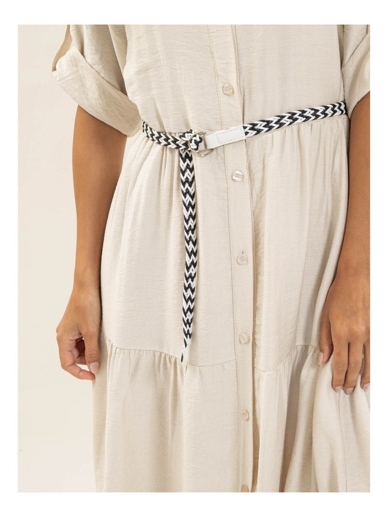 Robe chemise longue avec ceinture ITONIA Beige - Kiabi