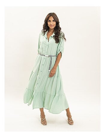Robe chemise longue avec ceinture itonia