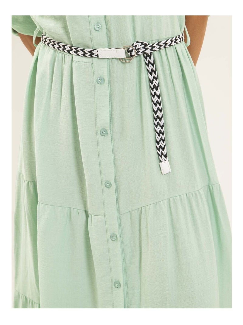 Robe chemise longue avec ceinture ITONIA Vert d'eau - Kiabi