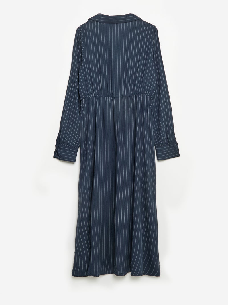 Robe chemise longue facile à enfiler Bleu - Kiabi