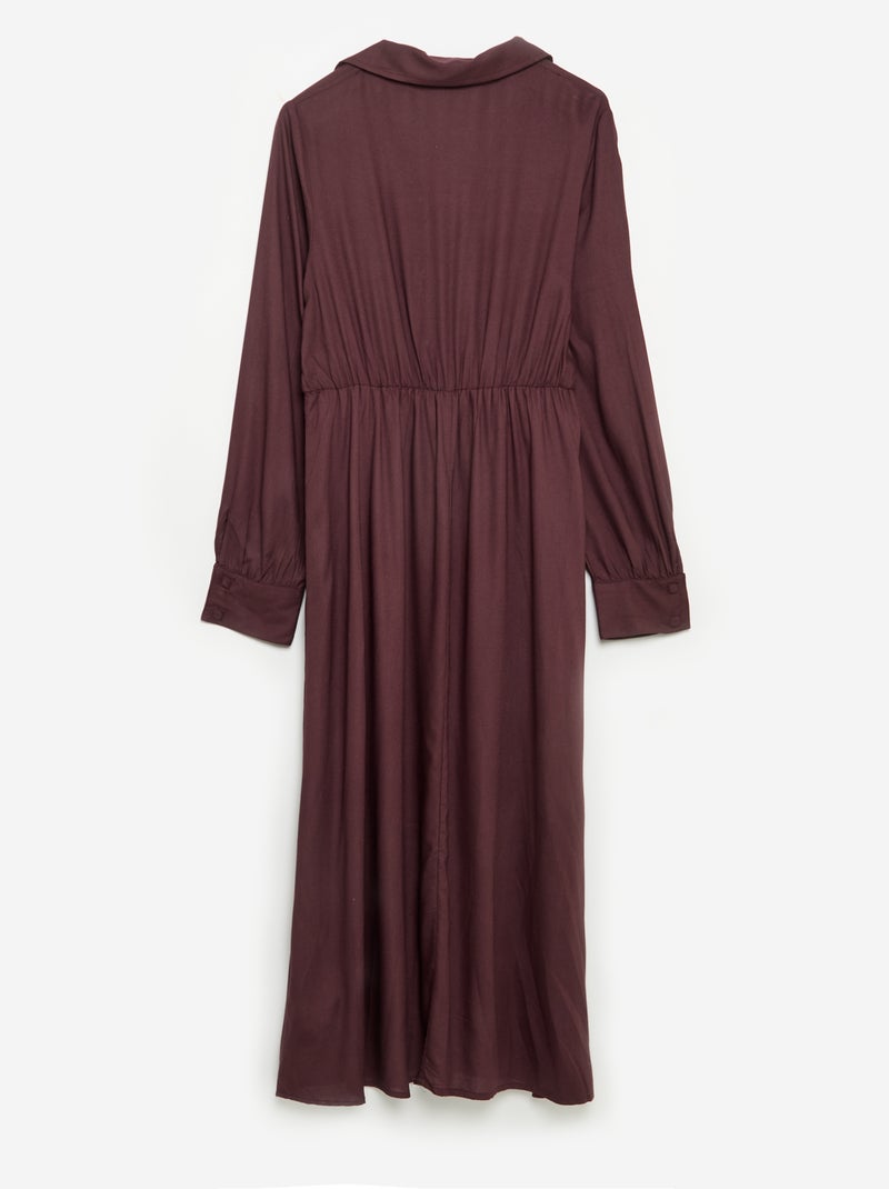 Robe chemise longue facile à enfiler Violet - Kiabi