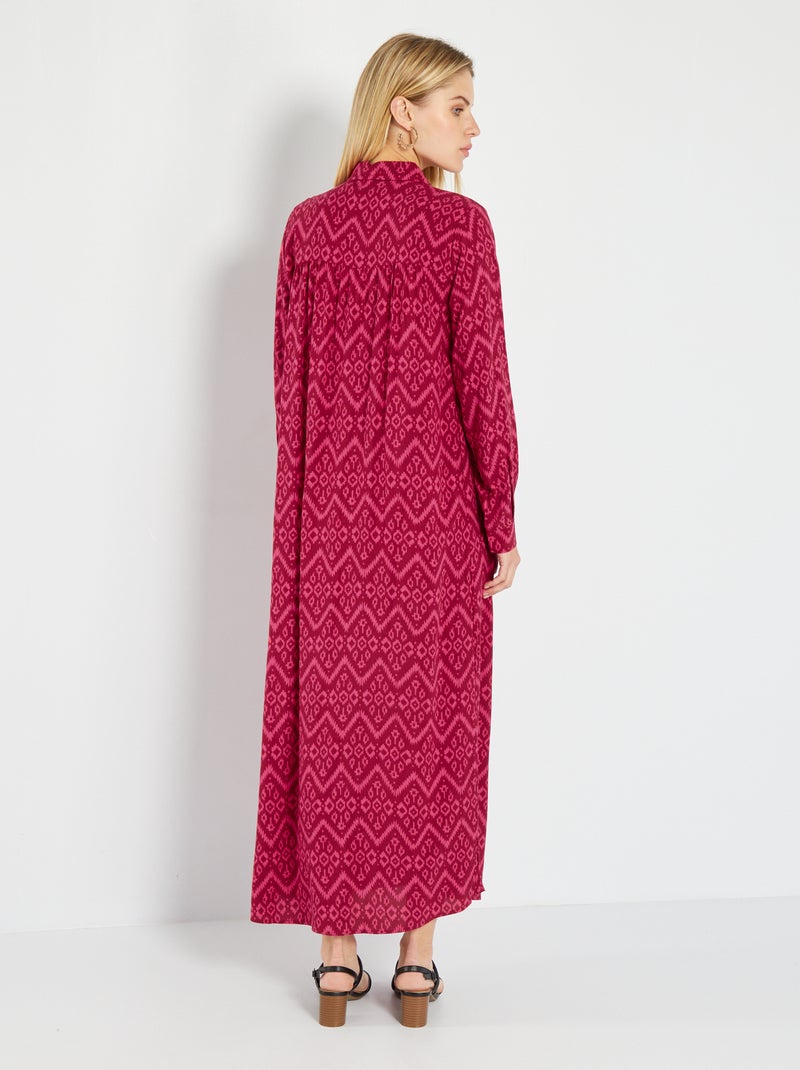 Robe chemise longue imprimée Rose - Kiabi
