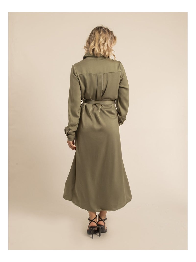 Robe chemise longue ISELINE Kaki - Kiabi