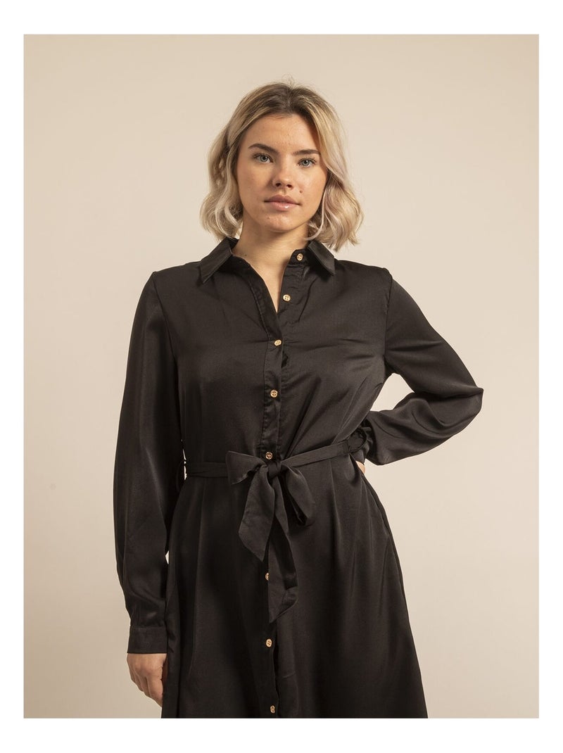 Robe chemise longue ISELINE Noir - Kiabi