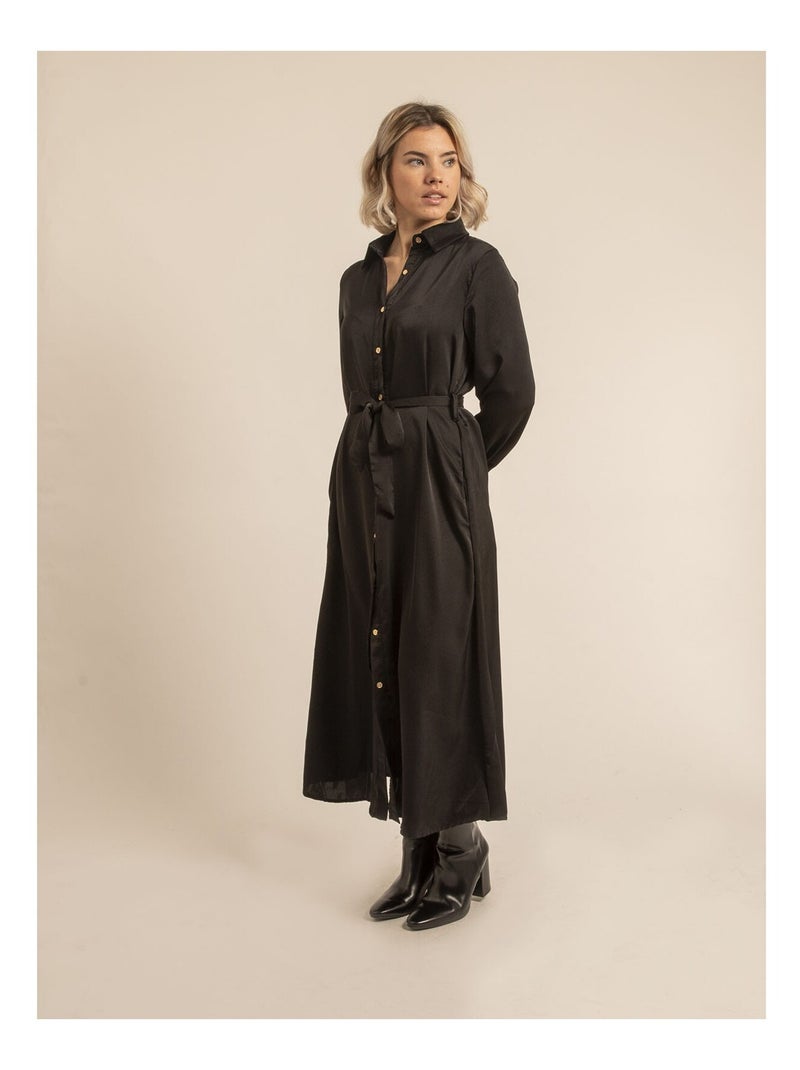 Robe chemise longue ISELINE Noir - Kiabi