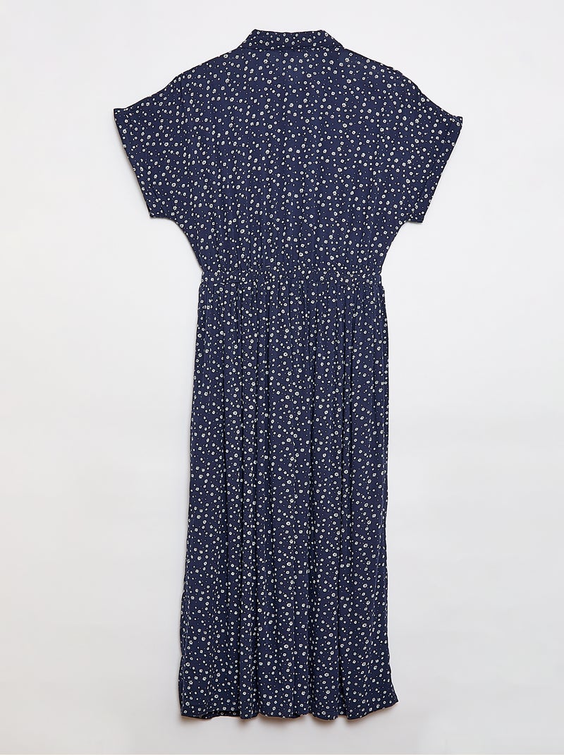 Robe chemise longue léopard -  Facile à enfiler Bleu - Kiabi
