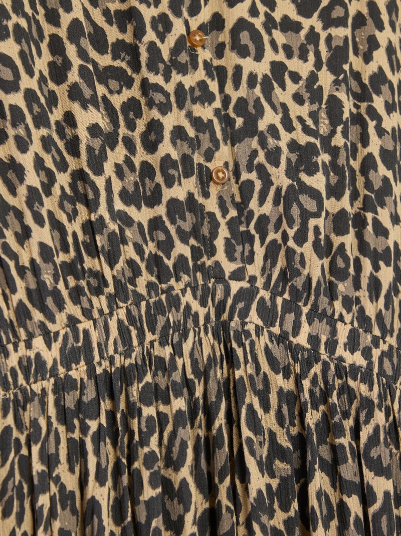Robe chemise longue léopard - So Easy Léopard - Kiabi