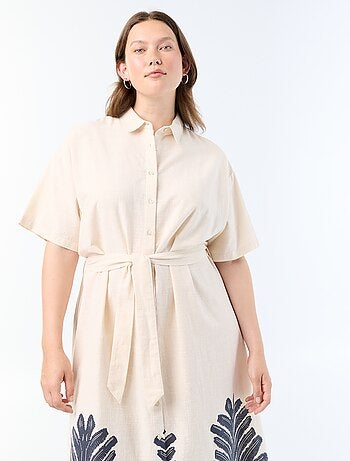 Robe chemise longue manches courtes