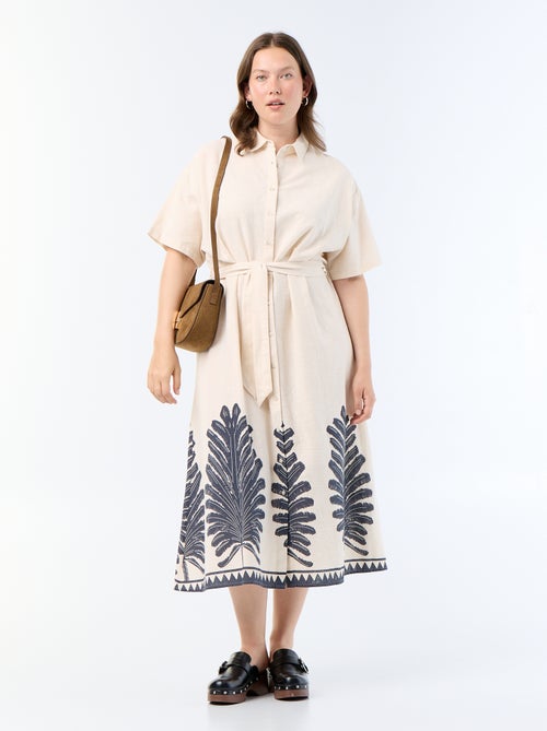 Robe chemise longue manches courtes - Kiabi