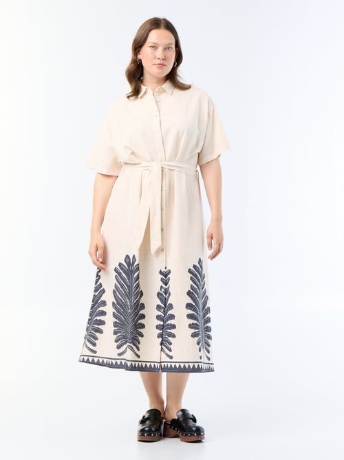 Robe chemise longue manches courtes - Kiabi