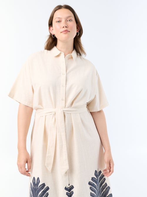 Robe chemise longue manches courtes - Kiabi