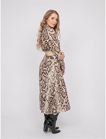 Robe chemise longue motif python et fils dorés ipova